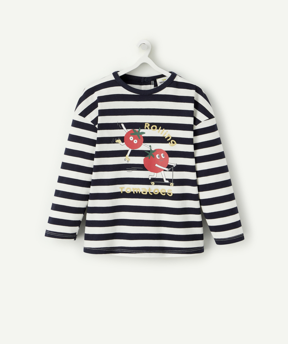 T-SHIRT BÉBÉ GARÇON EN COTON BIO À RAYURES AVEC TOMATES