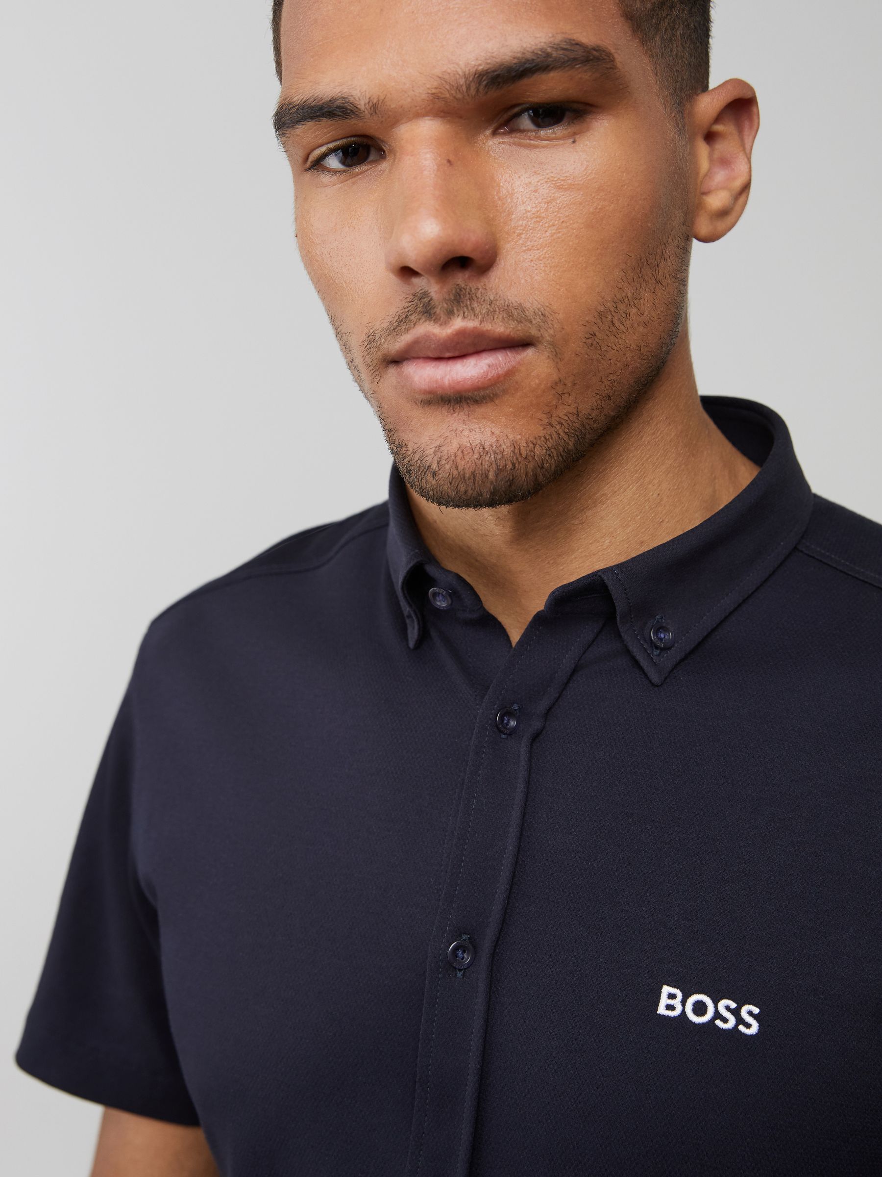 Hemelsblauw - BOSS Regular Fit Motion overhemd met korte mouwen