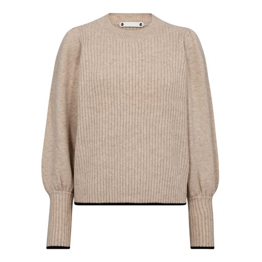 Co'Couture Row O-Puff Striktrøje, Off White, M