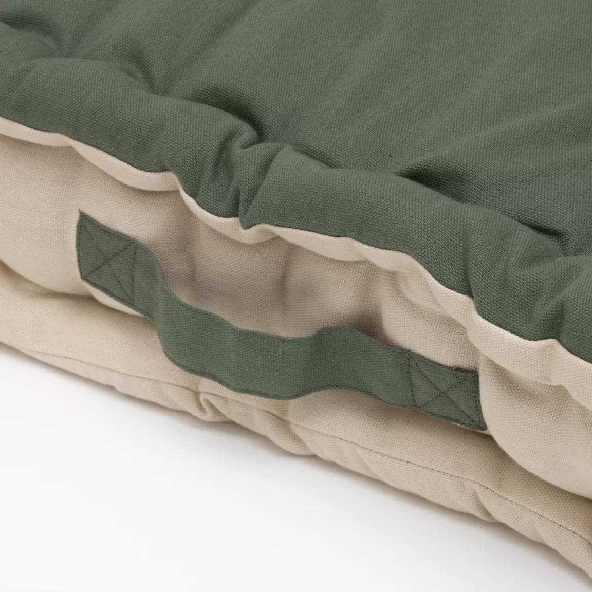 Coussin de sol carré coton (50 x 50 cm) Pixel Bicolore Vert kaki / beige