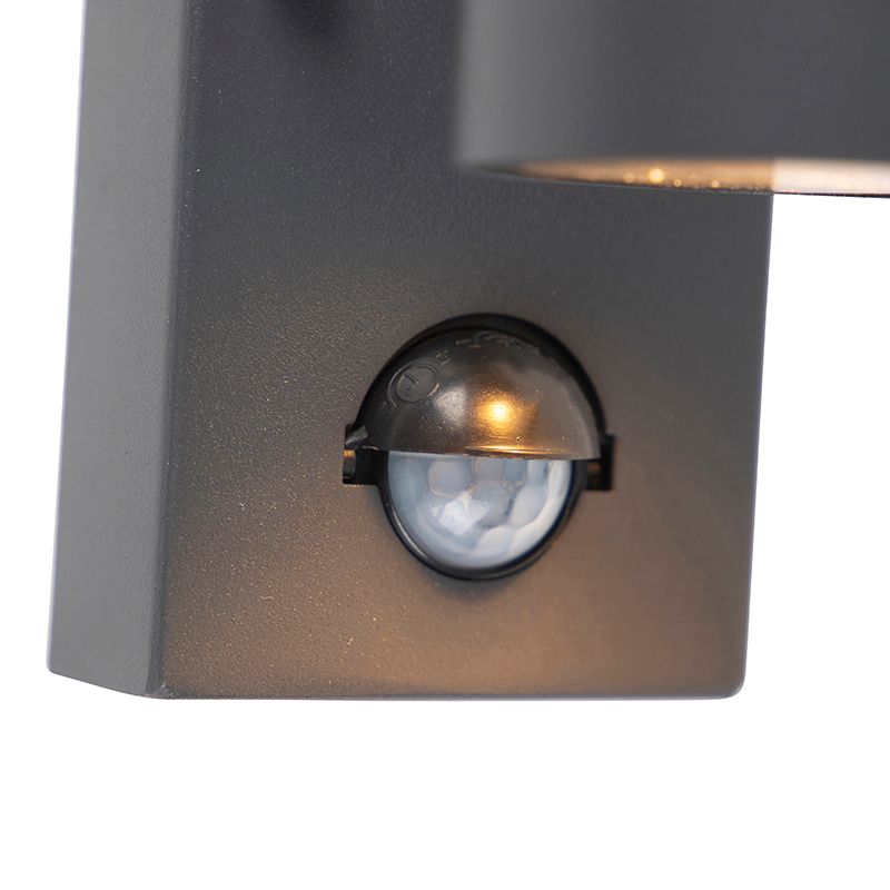 Buitenwandlamp antraciet 2-lichts IP44 met bewegingssensor - Duo