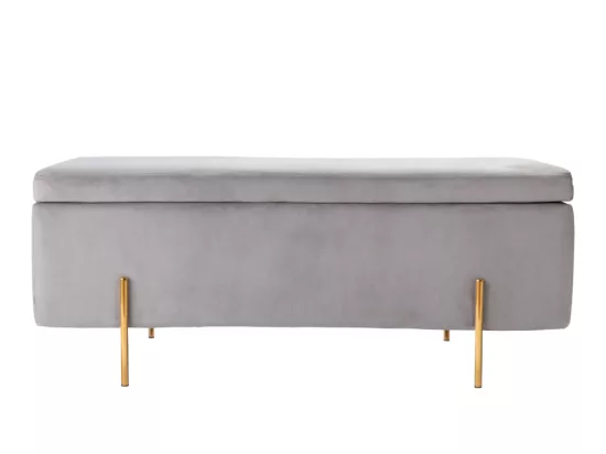 Banc coffre en velours HERVE - Gris clair