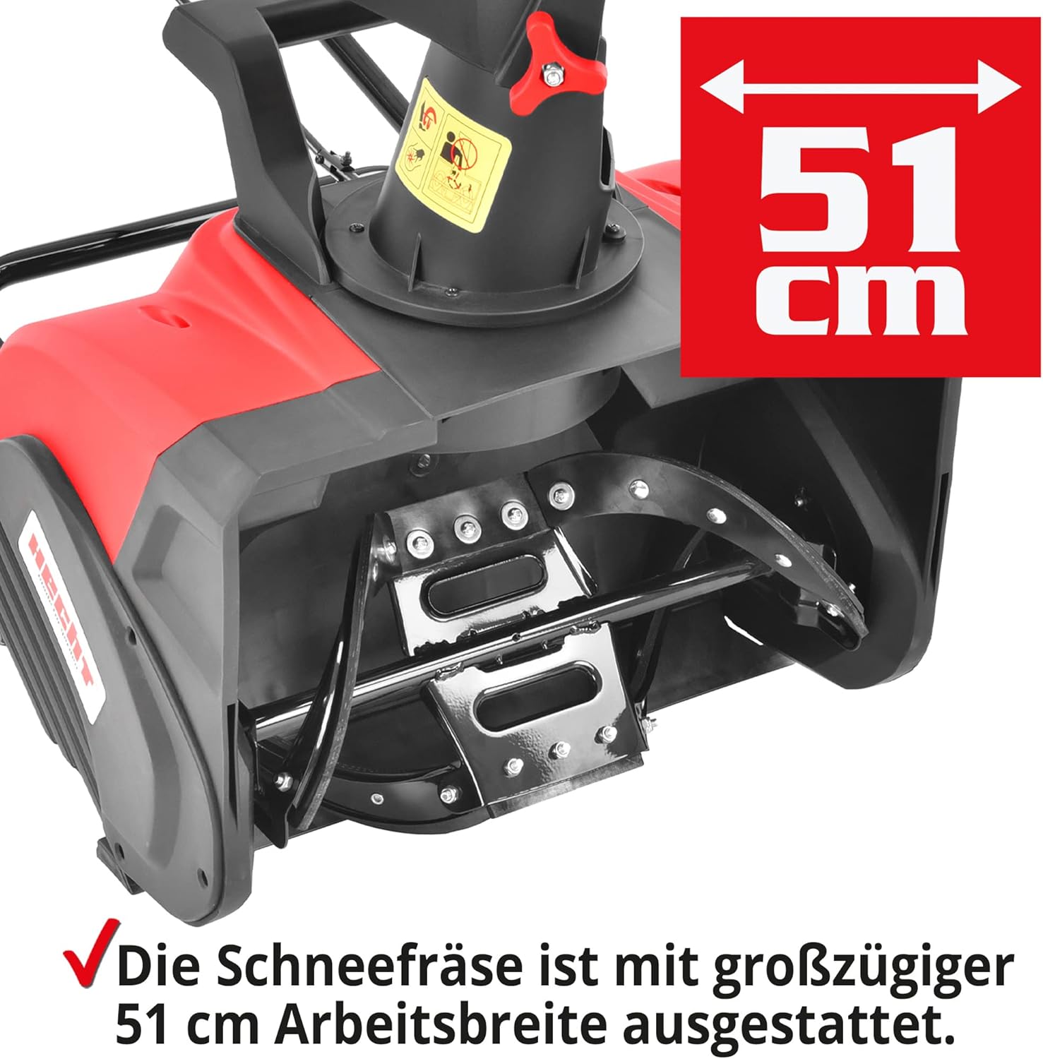 HECHT Elektro Schneefräse – leistungsstarke 2000 Watt – 51 cm Arbeitsbreite – LED-Scheinwerfer – 33 cm Arbeitshöhe – 9 m Auswurfweite – Kabelzugentlastung – 2-Hand Sicherheitsschalter
