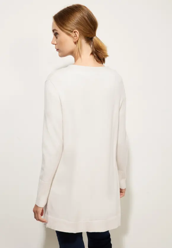 Basic Cardigan mit Taschen - cream white melange