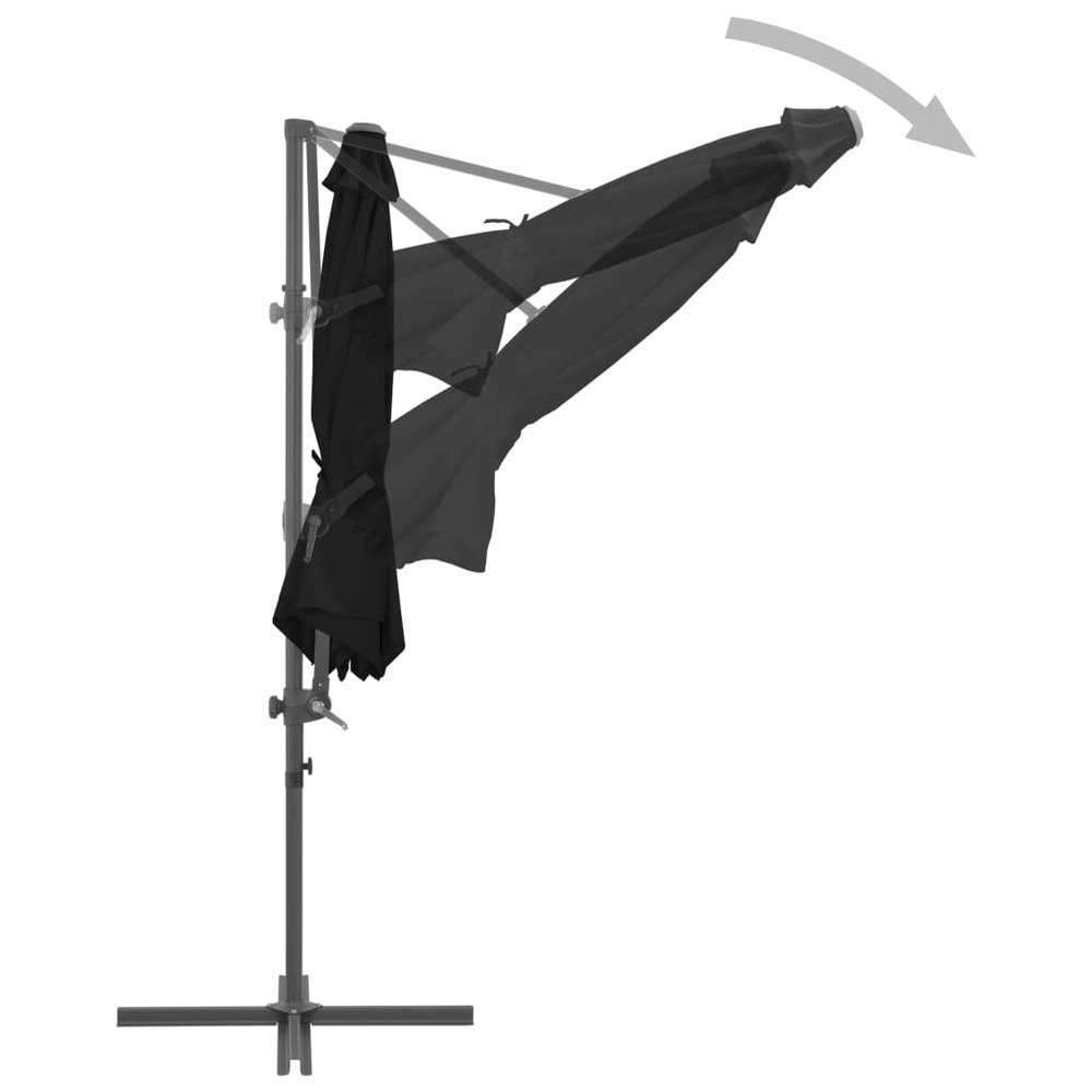 Parasol mobilier de jardin déporté avec mât en acier 300 cm noir