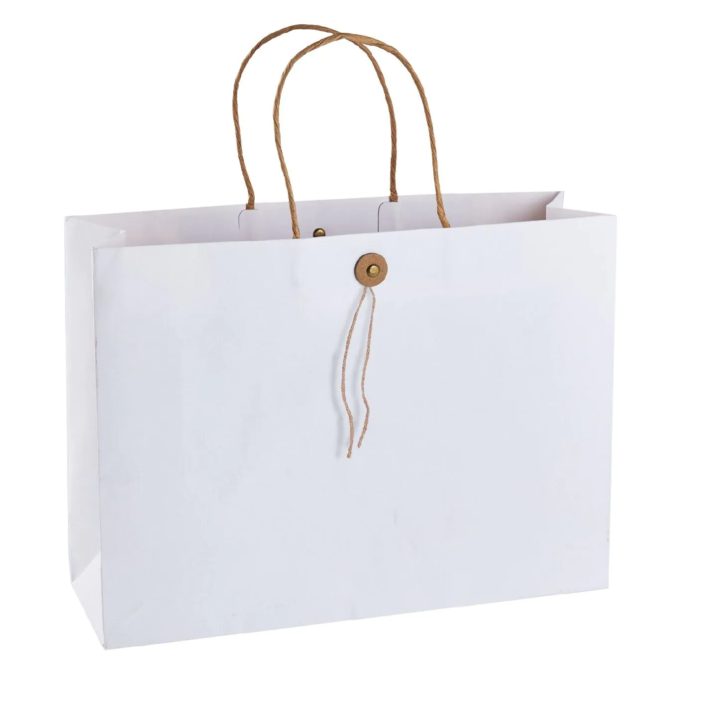 Geschenktüte mit Knopf, weiß, 32.5 x 24 cm