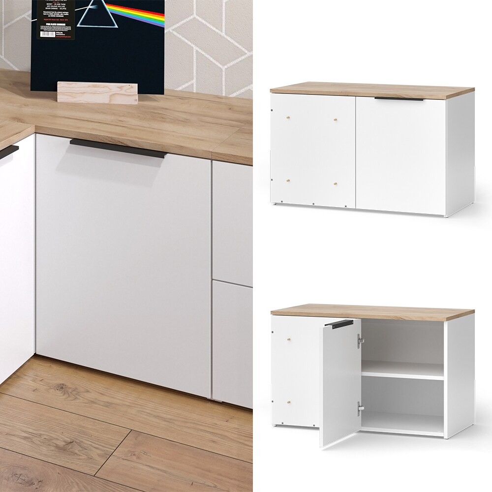 Vicco Eckkommode Wido Weiß Eiche 80 x 50 cm mit Tür