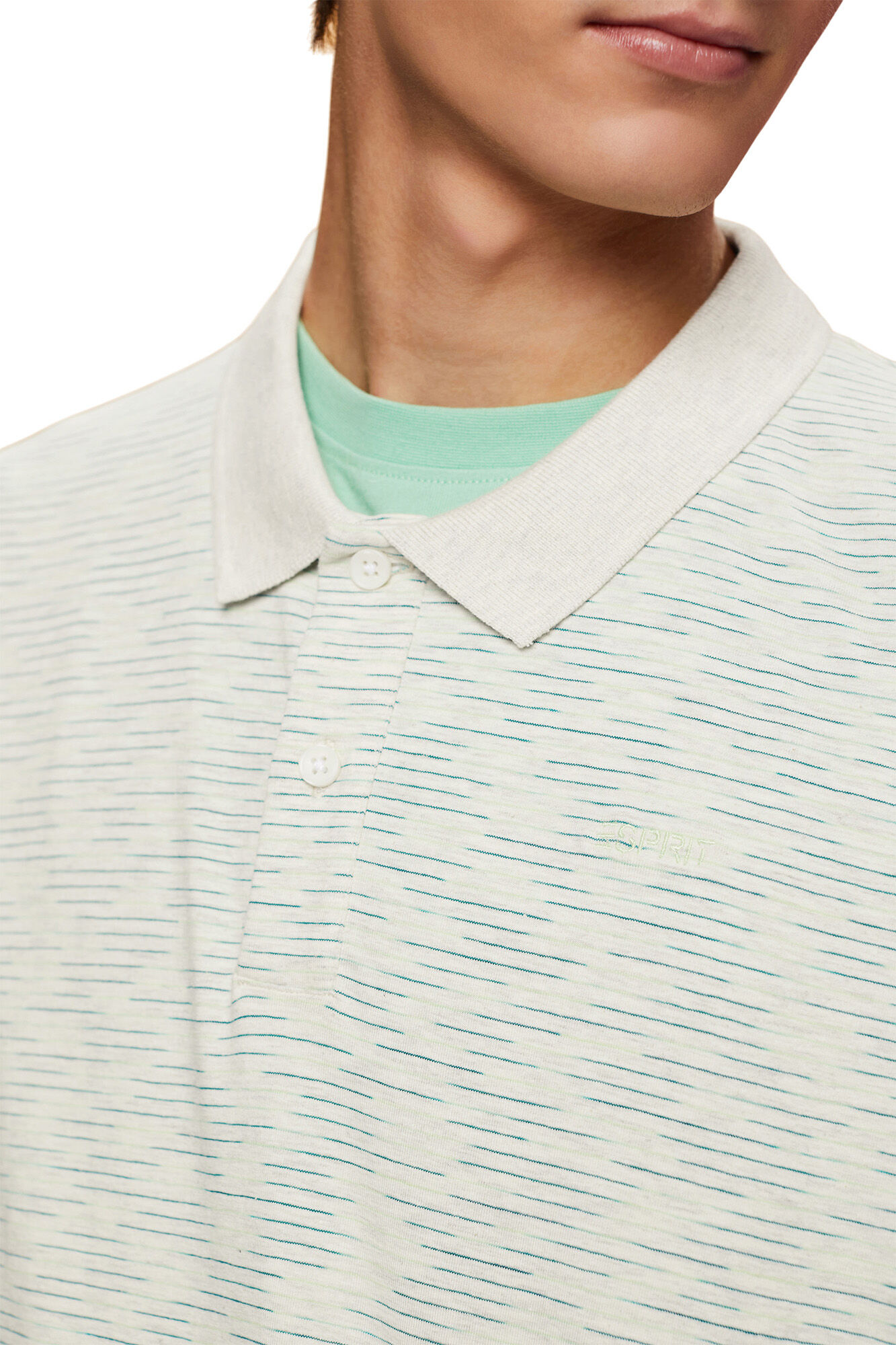 Polo listrada de corte regular em viscose - Estampa branca