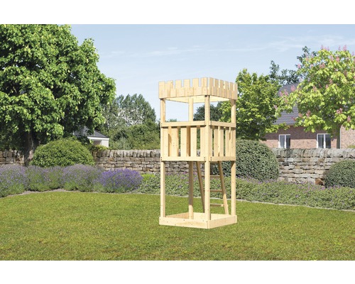 Karibu Akubi Speeltoren Ridderkasteel Leeuwenhart Hout incl. Glijbaan, Ladder en Reling