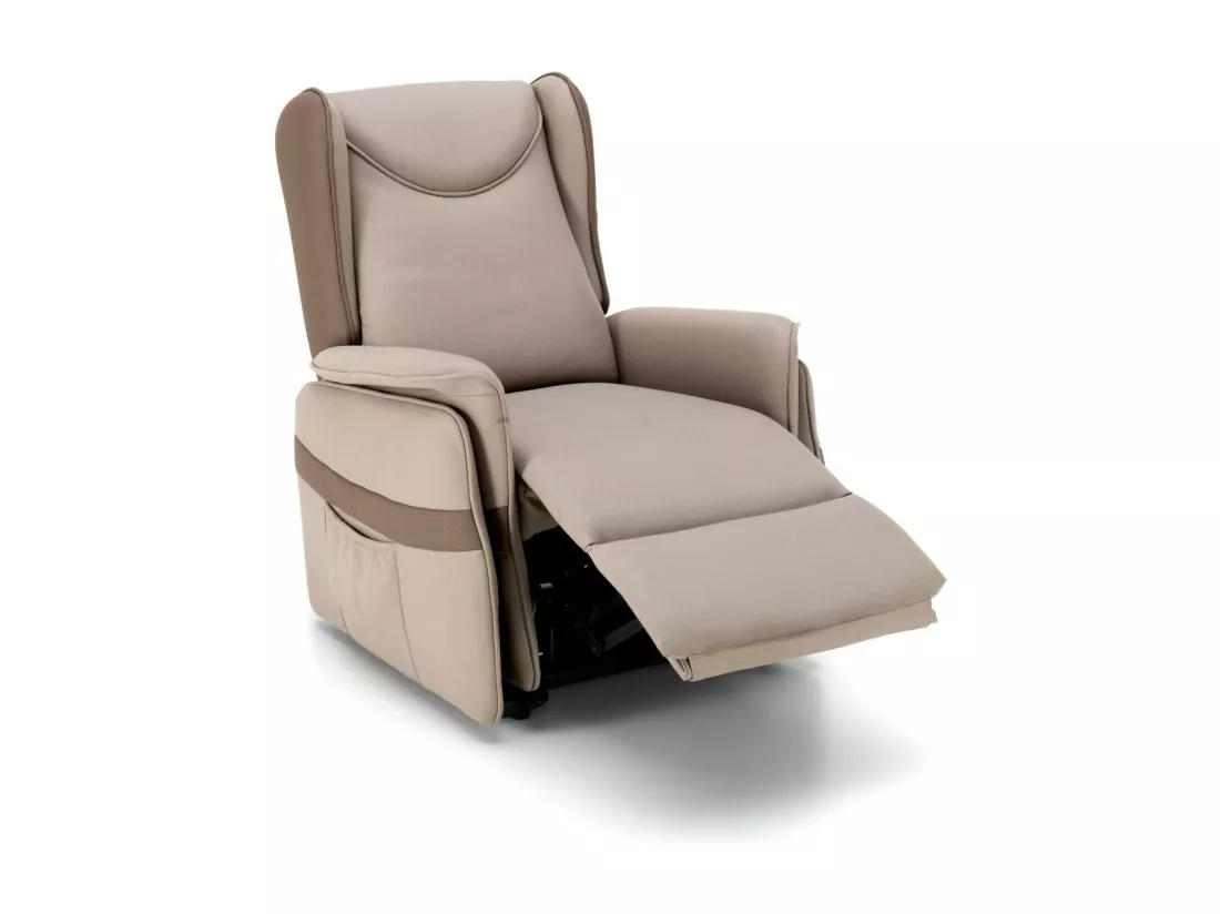 Laura Fauteuil relaxant à 2 moteurs en tissu gris tourterelle