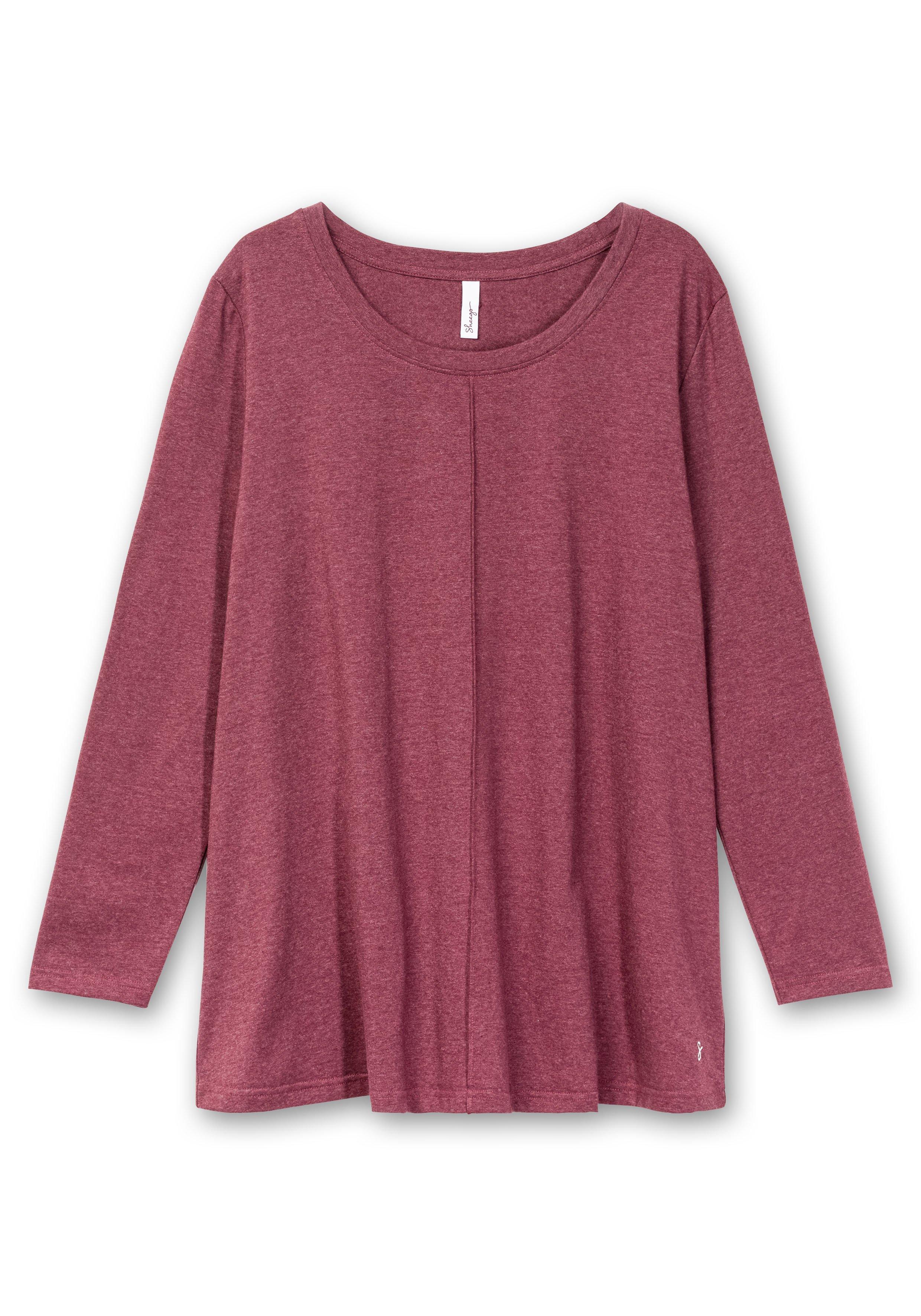 Fein meliertes Langarmshirt in A-Linie, mit Rundhals