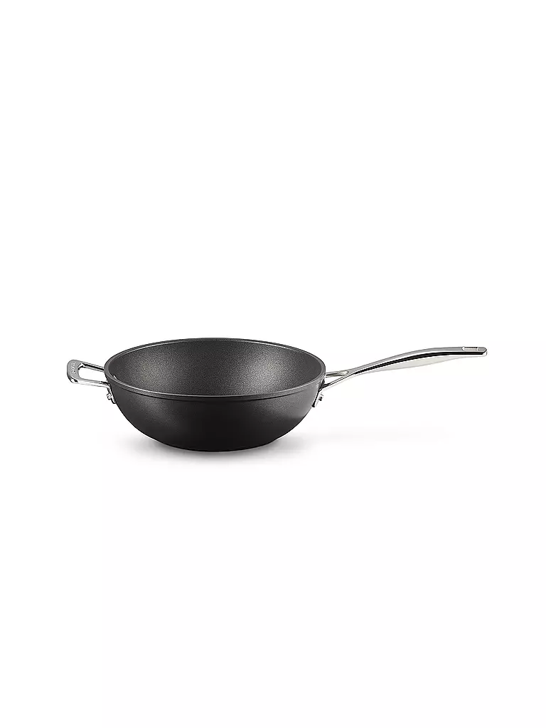 LE CREUSET Aluminium-Antihaft Wok-Pfanne mit Gegengriff 26cm Schwarz schwarz