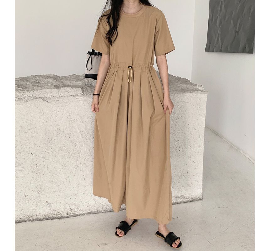 Juanita - Jumpsuit met wijde pijpen en trekkoordtaille