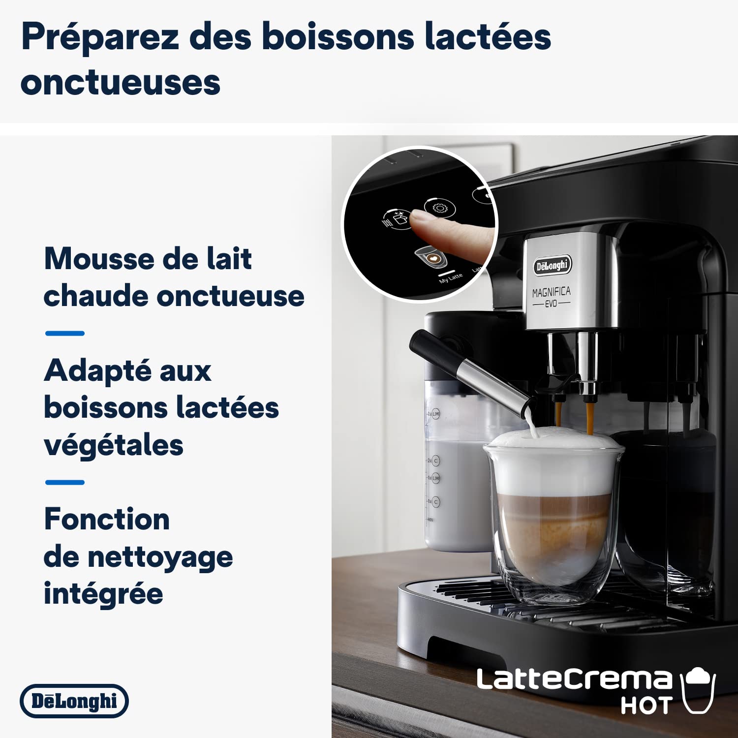 De'Longhi Magnifica Evo, Machine à Café et Cappucino avec Broyeur à Grains, ECAM292.81.B, Noir