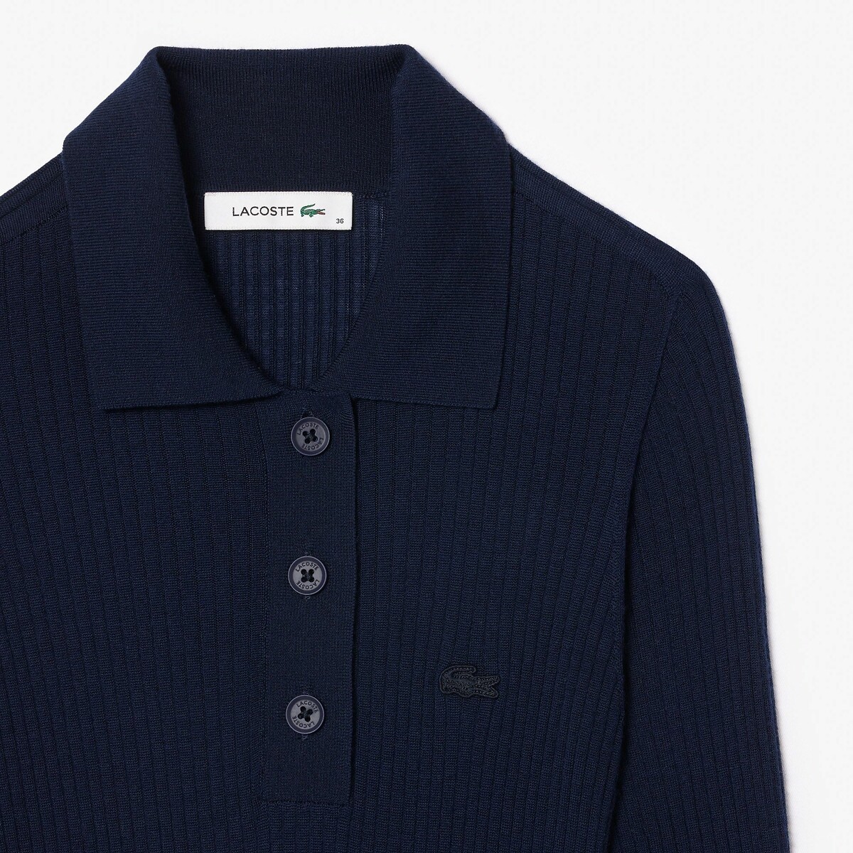 LACOSTE<br>Vestido midi, gola de camisa