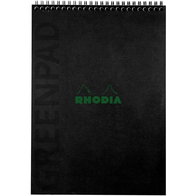 Greenpad bloc à reliure intégrale recyclé et recyclable en carte souple 350 g/m2 - A4+ 22,5x29,7 cm 80 feuillets Ligné - Papier Clairefontaine recyclé 90 g/m2 - Noir - New - Noir
