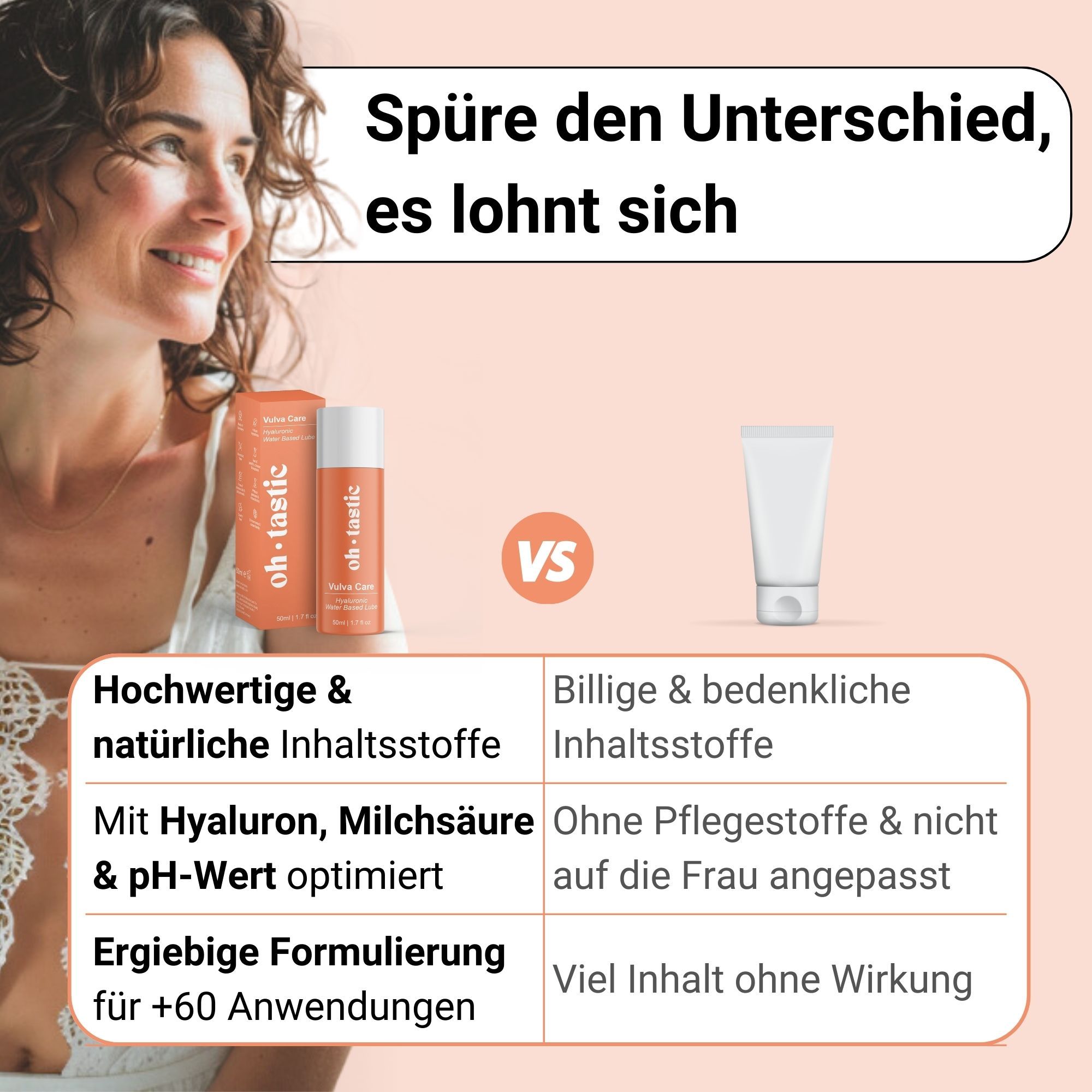 ohtastic Natürliches Sensitiv Gleitgel mit Hyaluron