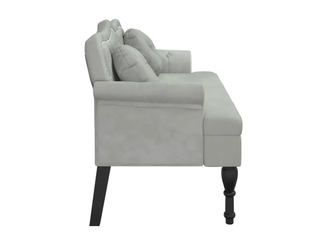 Banc avec coussins gris clair 120,5x65x75 cm velours