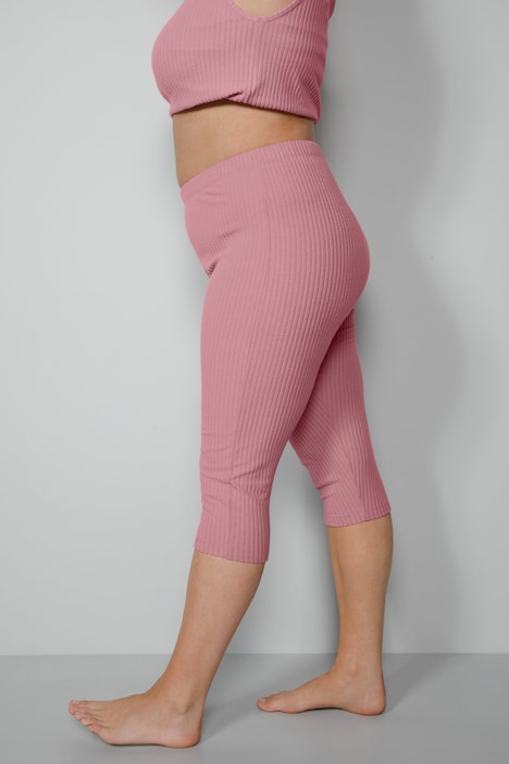 3/4-Leggings, Tight Fit, Rippjersey, Elastikbund