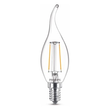 Philips LED kaars benttip E14 40W filament helder warmglow dimbaar