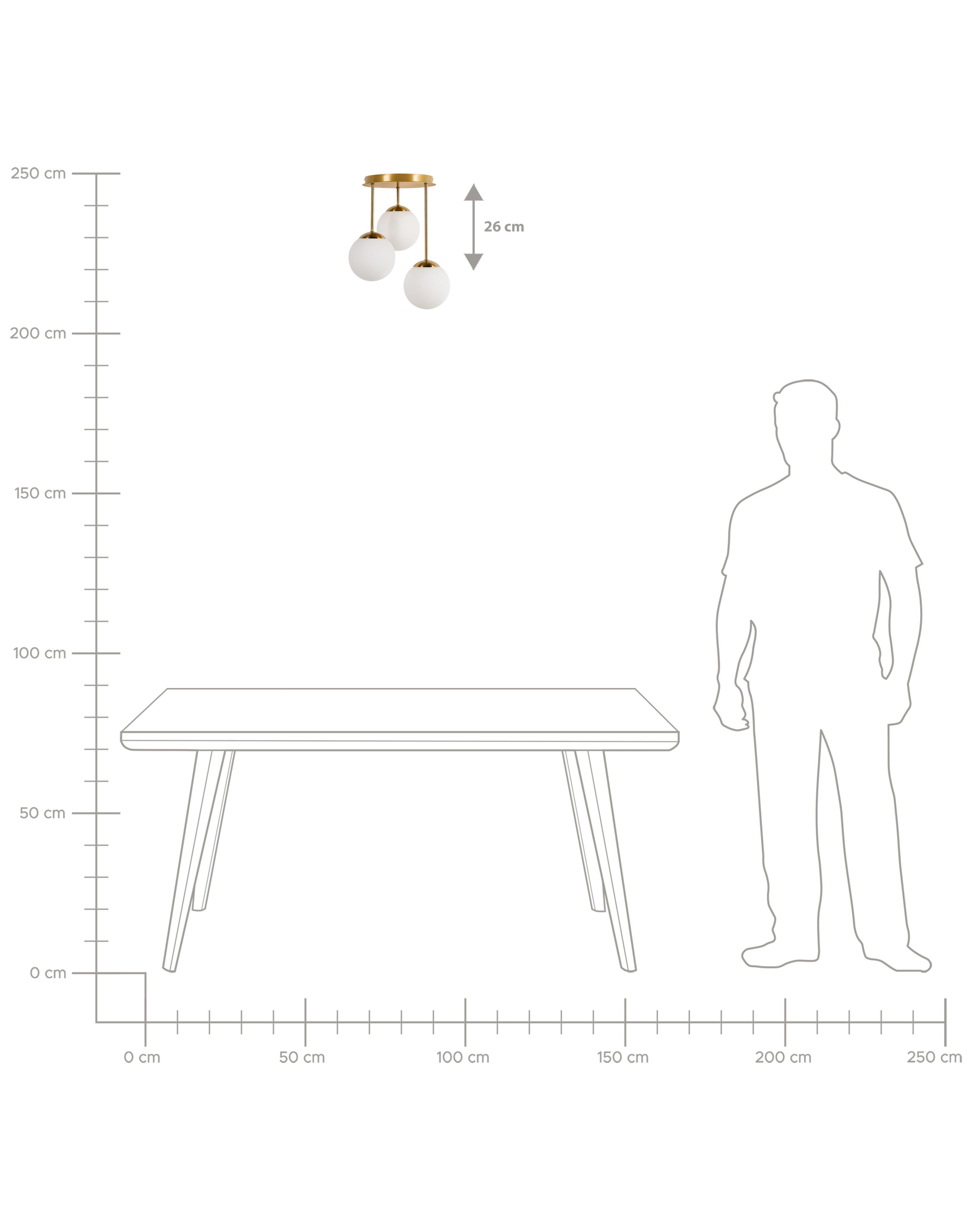 3-lichts hanglamp RIANA Glas Metaal Messing