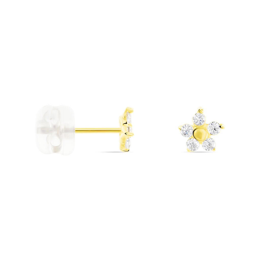 Boucles D'oreilles Puces Or Jaune Convallaria Oxydes