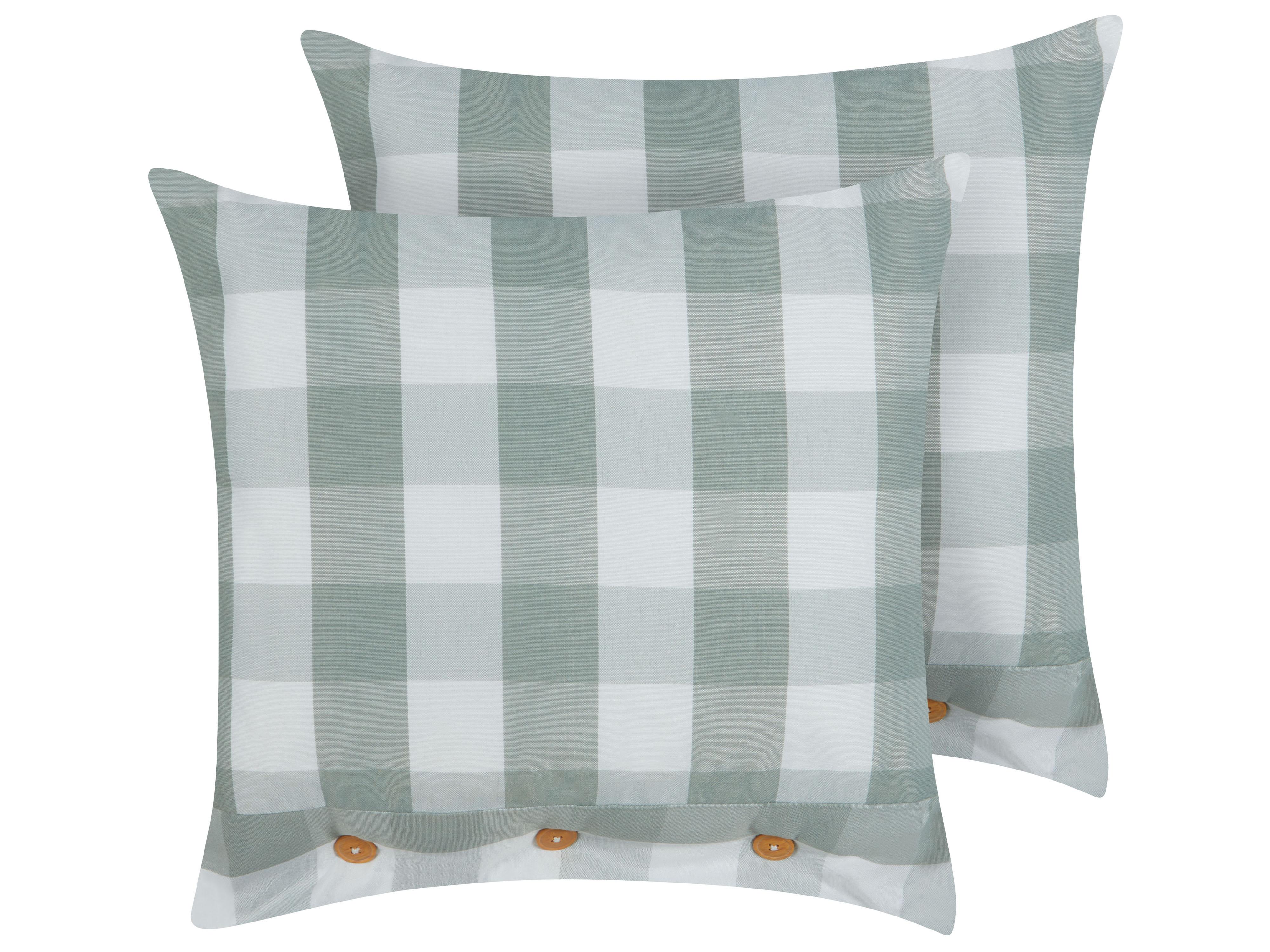 Set van 2 sierkussens TAMNINE 45 x 45 cm Mintgroen geblokt patroon