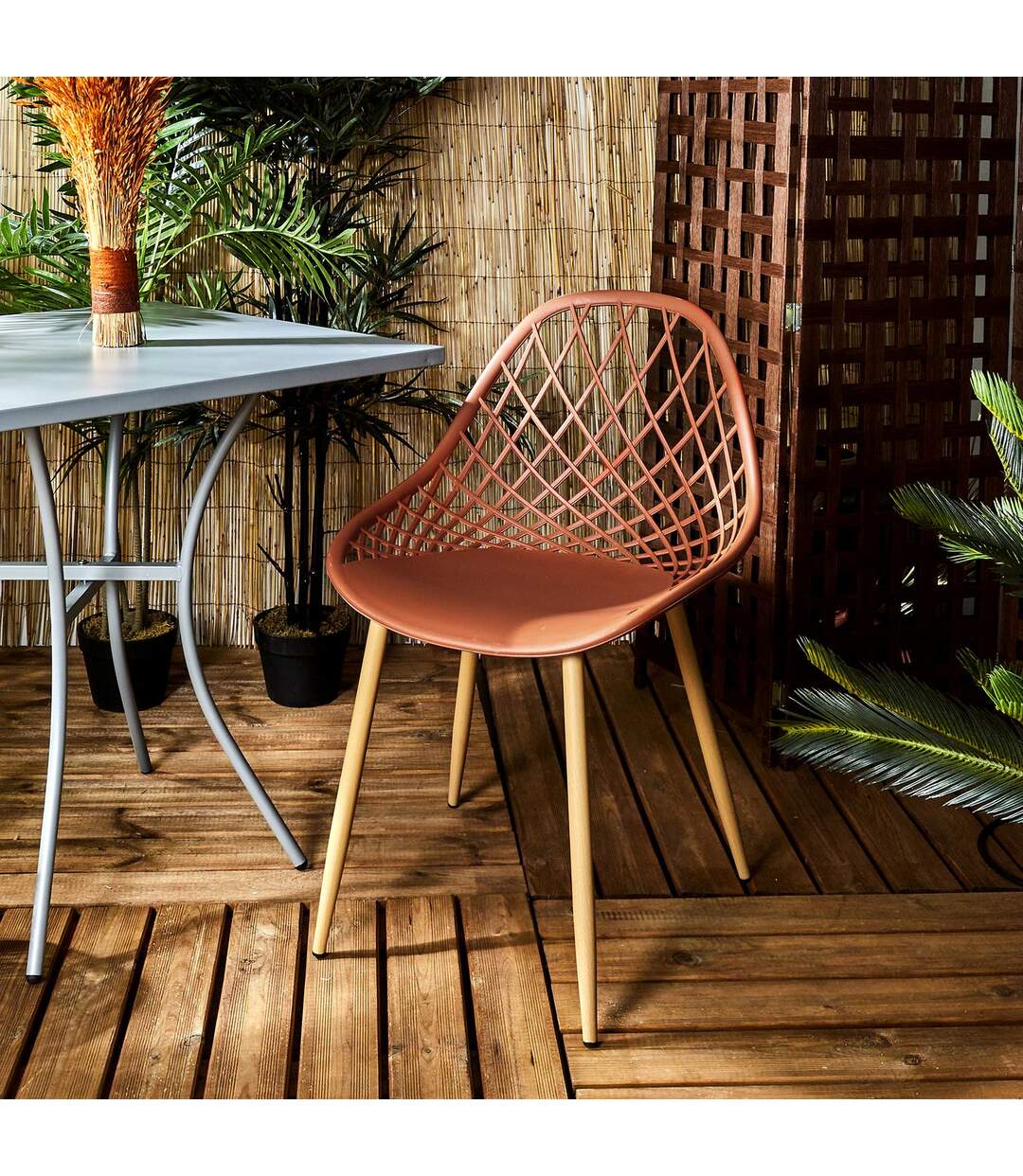 Lot de 4 chaises d'extérieur Malaga en polypropylène - Terracotta