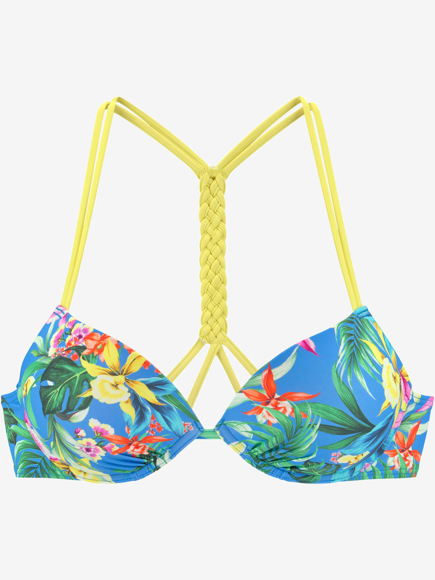 Haut de bikini push-up « imprimé, effet de couleur différent pour chaque pièce »
