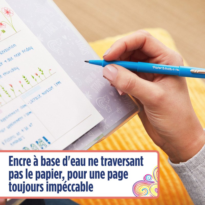 Stylo feutre Paper Mate Flair Tropical écriture moyenne - Pochette de 12