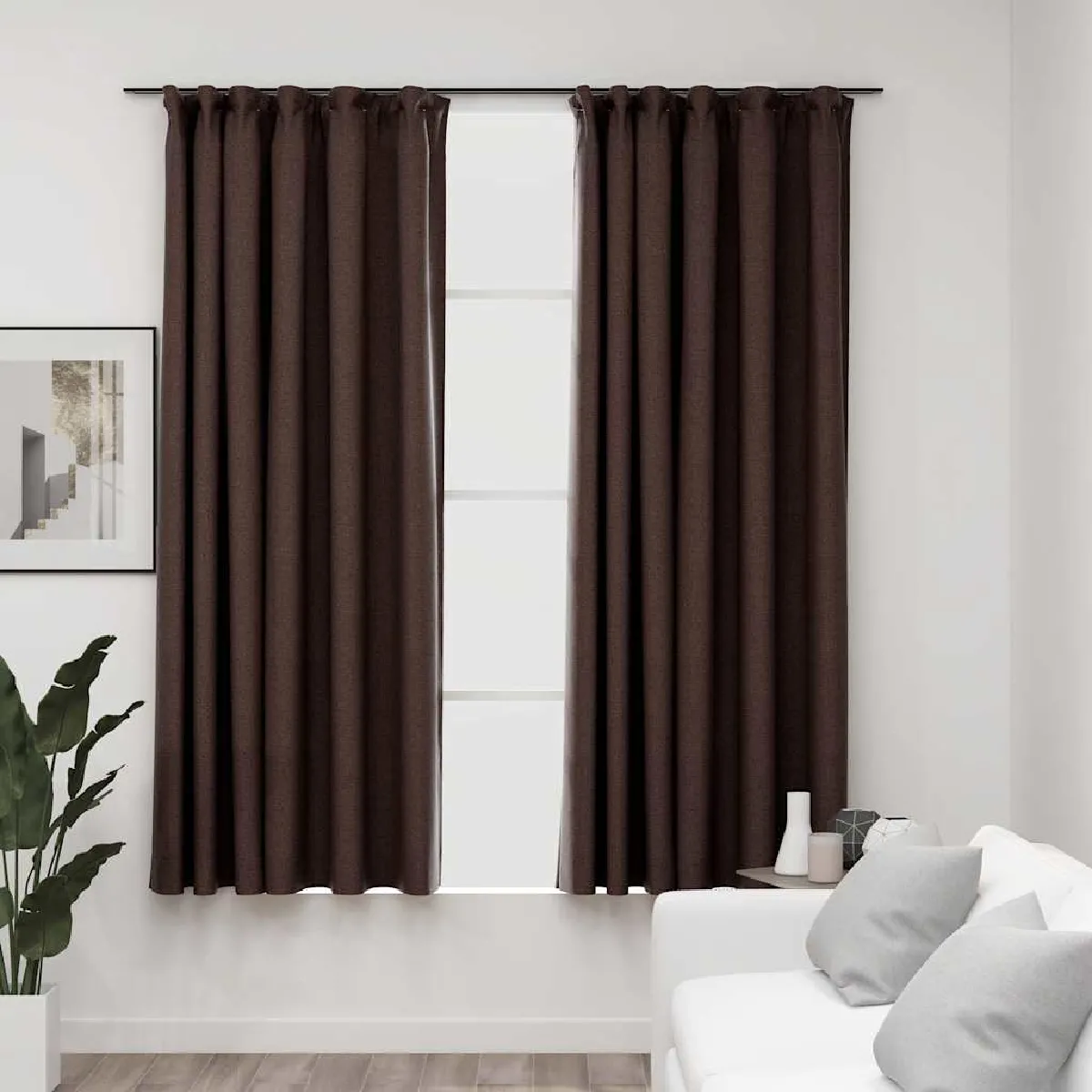 VidaXL Rideaux occultants avec crochets 140x175 cm - Taupe