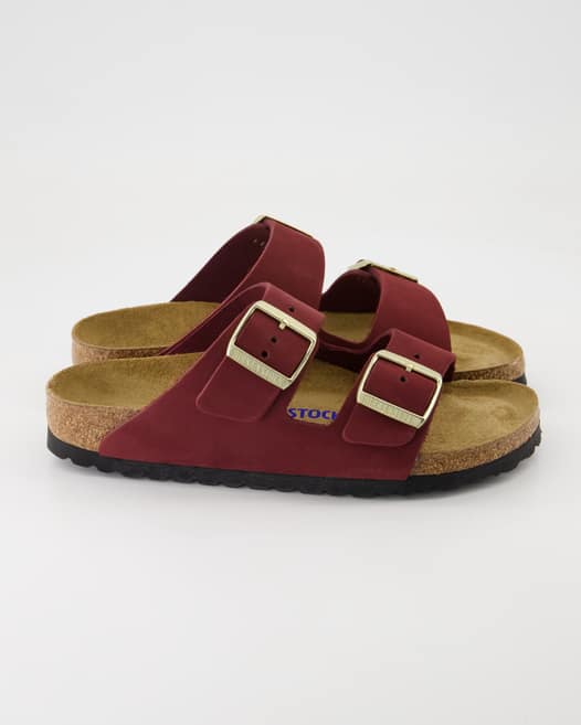 Birkenstock Arizona Soft Footbed Pantoletten in Bordeaux