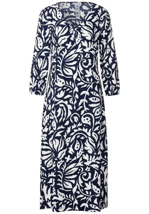 Kleid mit floralem Muster - deep blue