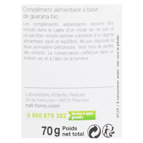 Nat & Form Bio Guarana 200 gélules