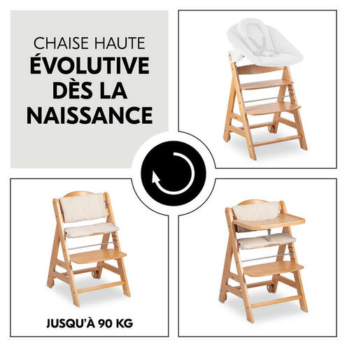 Chaise haute Beta+ avec accessoires - Bois - HAUCK