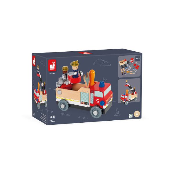 Janod Carro de Bombeiros em Madeira  3 Anos - J06469