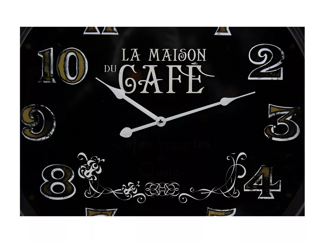 Horloge ancienne murale la maison du café Métal Noir - Décoration d'Autrefois