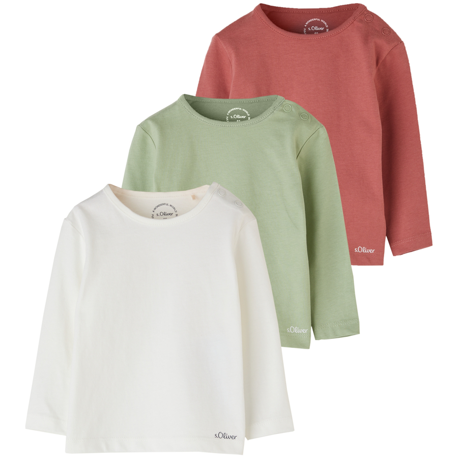 s.Oliver Langarmshirt 3er Pack weißgrünrot