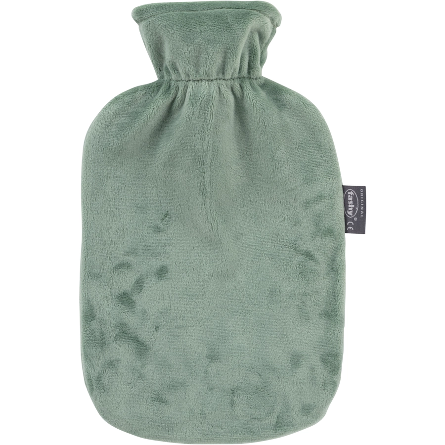 fashy® Wärmflasche 2L mit Flauschbezug in grün