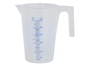 Målebæger 0.5 ltr Åben hank Blød plastik PP,96 stk/krt