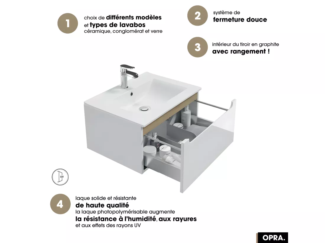 Meuble sous vasque | OPRA | Blanc | 80 × 60 × 45 cm