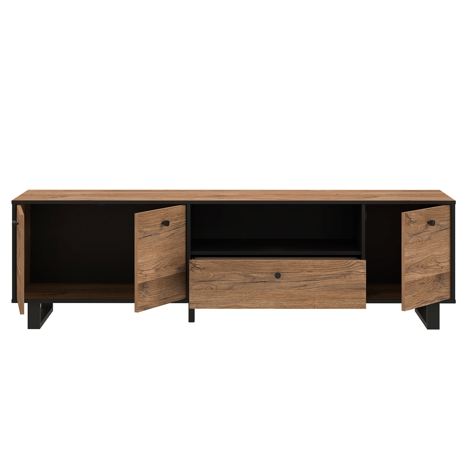Lowboard - Colonial Eiche - schwarz - 181 cm