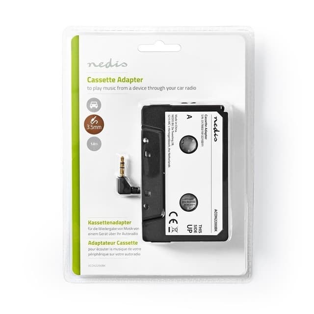 Nedis Bil Audio Aux kassetteadapter | 3.5 mm | Kabellængde: 1.00 m | Sort