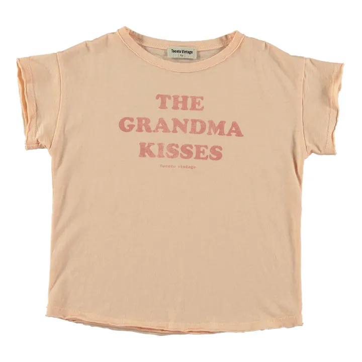 Tocoto Vintage T-Shirt Grandma Kisses Coton Bio | Rose pêche