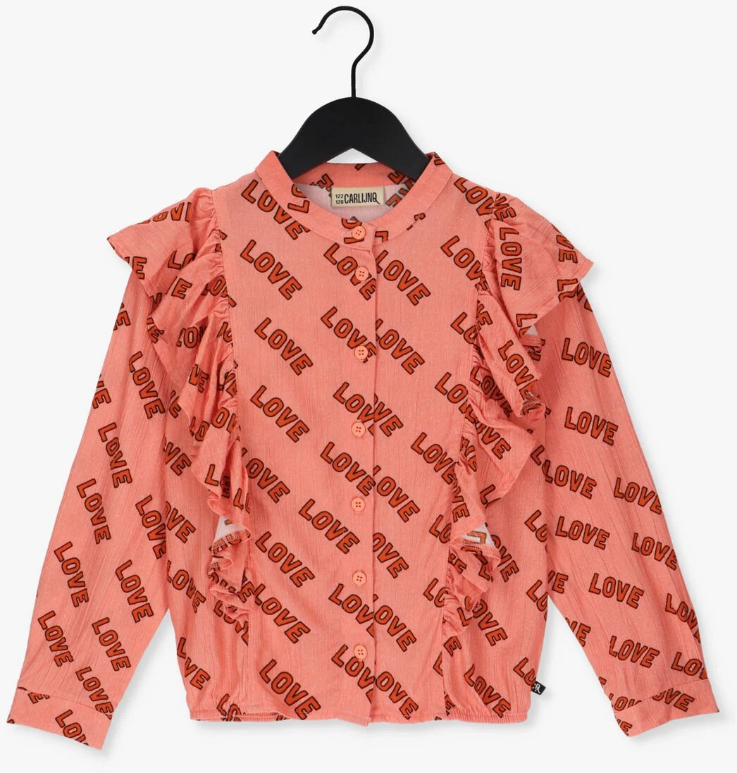 CARLIJNQ lichtroze carlijnq t-shirt love - blouse ruffled longsleeve