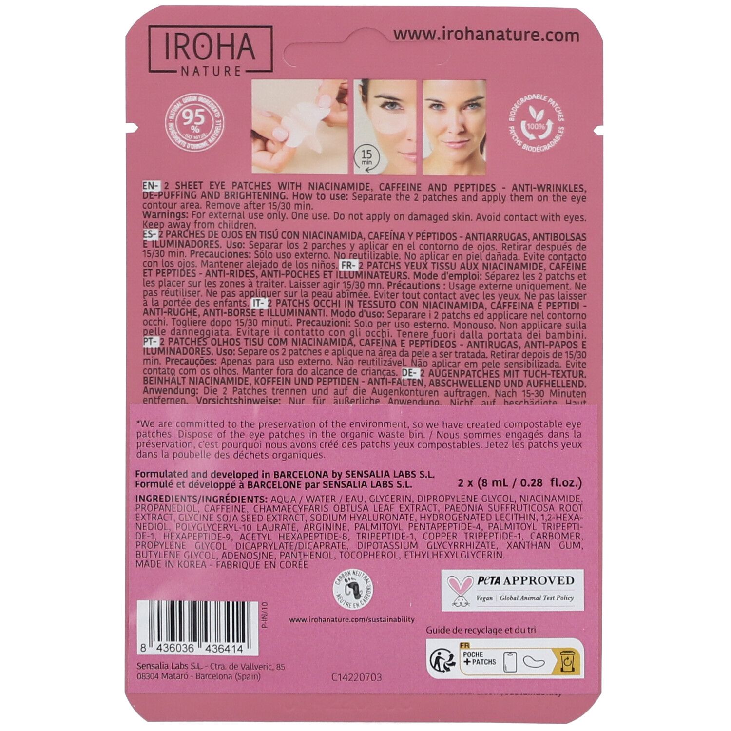 IROHA NATURE Globale Augenpflegepflaster auf Niacinamidbasis