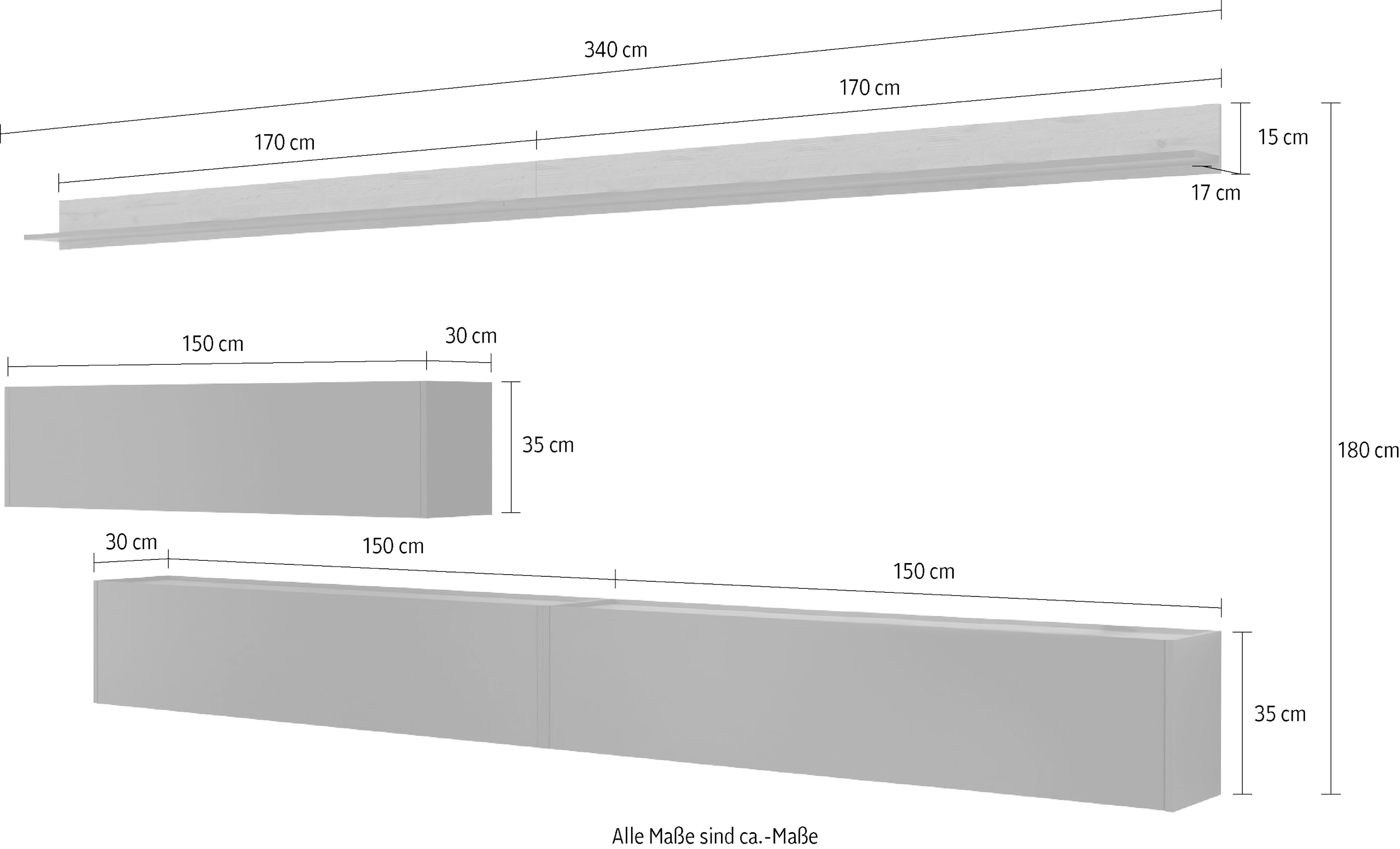 INOSIGN Wohnwand »City/Giron, moderne Anbauwand, Komplettset in vielen Farben verfügbar« Set, 5 Stk. tlg.
