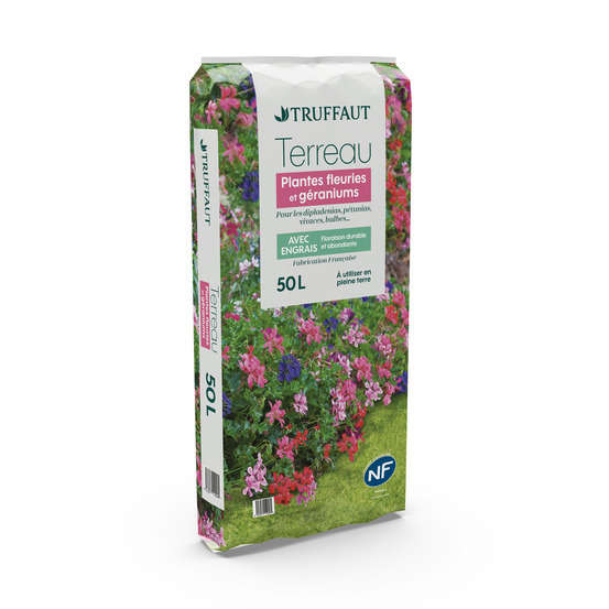 Terreau pour plantes fleuries et géraniums - sac de 50 litres