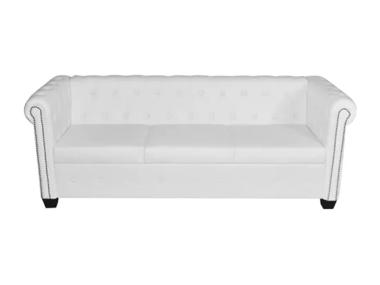 NETTLIFE Canapé Chesterfield à 3 places cuir synthétique blanc