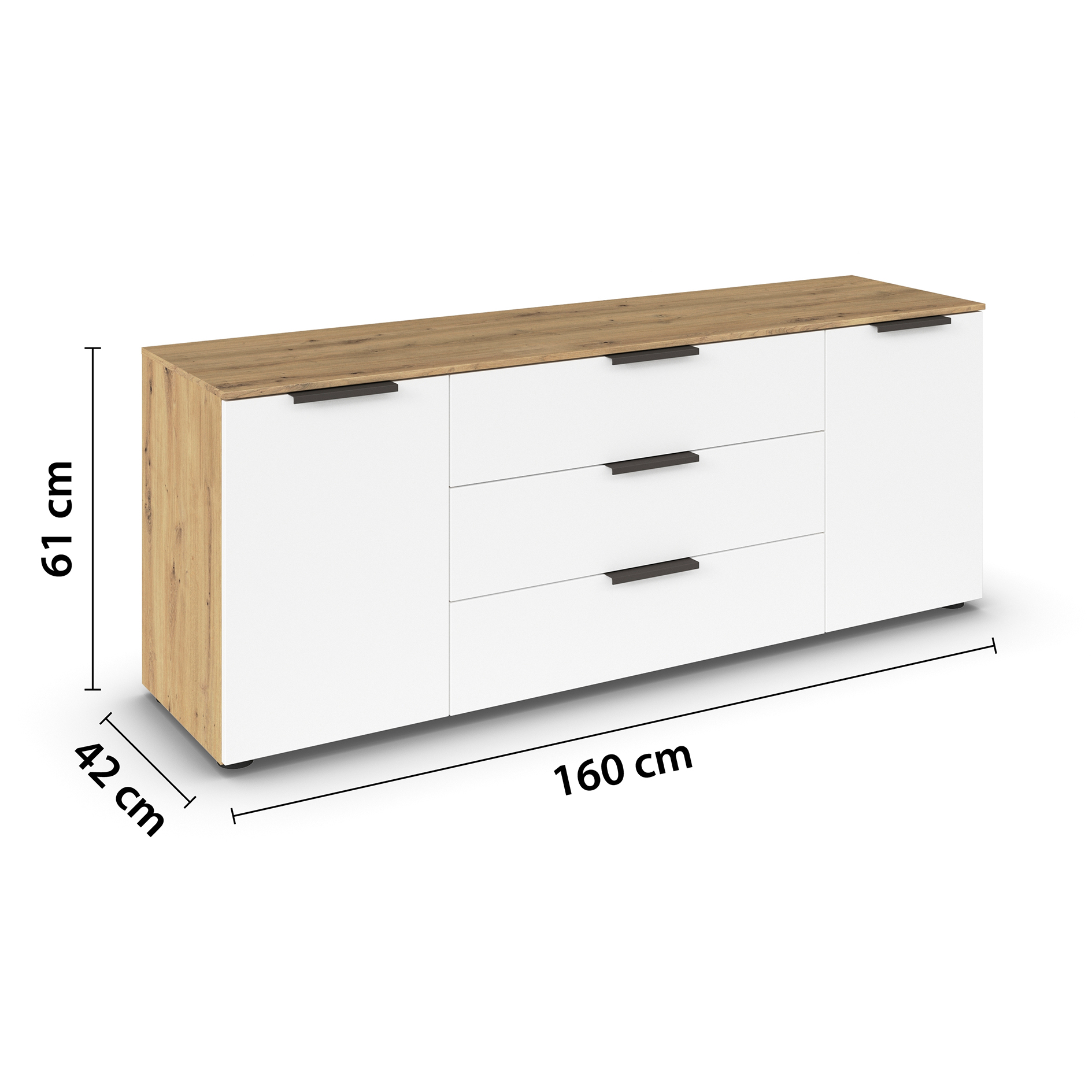 Lowboard - Artisan Eiche-alpinweiß - 160 cm